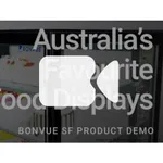Bonvue Heated Display Cabinet SF820V video thumbnail with white play button and product demo text
