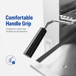 Gasmax Heavy Duty LPG Salamander REB-02ELPG close-up showing black cylindrical handle grip on curved chrome rack