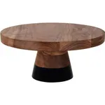 Cake Stand Round Acacia Black Border — 300x130mm