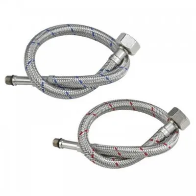 3monkeez T-3m4016 Stainless Steel Tap Body Inlet Hoses Pair
