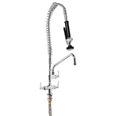 Duel Hob Mount Pre Rinse Stainless Steel Complete With Stainless Trigger Handle  & 12" Pot Filler