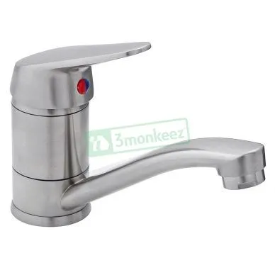 3monkeez Stainless Steel Swivel Basin Mixer. Wels 6 Star 4.5l/Min. Includes Flexi Hoses 1/2" Fi Bsp.