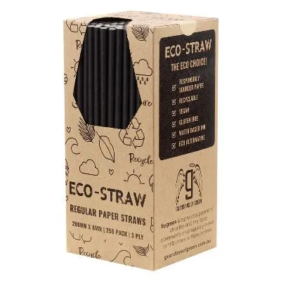 Black Regular Paper Straws [pack 250]