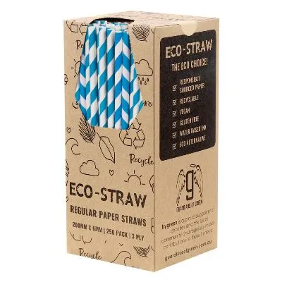 Blue & White Regular Paper Straws [pack 250]