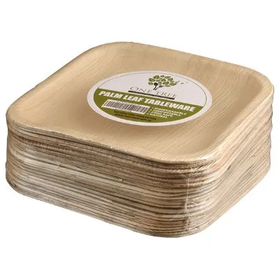 Palm Leaf Plates 200mm Square [pack 25 / 100]