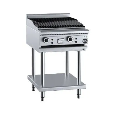 B&s Black 600mm Char Broiler, Leg Base With Undershelf, 60mj, Lpg