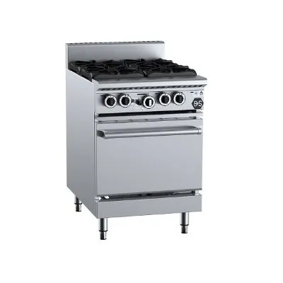 B&s Black 4 Burner Range, Static Oven Ov-Sb4, Lpg, 128mj