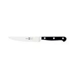 Icel Steak Knife-110mm side profile showing serrated stainless-steel blade and black three-piece handle with silver rivets