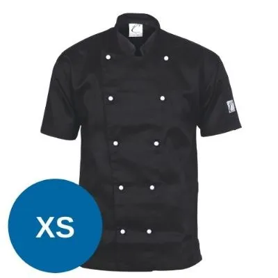 Dnc Traditional Chef Jacket Short Sleeve Black [xs] - 200 Gsm, 65% Polyester, 35% Cotton, Sleeve Pen Pocket. 10 Matching Colour Buttons Included As Standard On Jacket. Xxs-4xl (unisex)