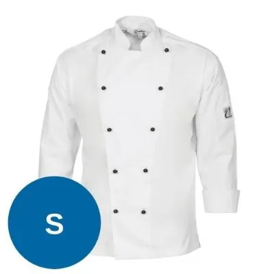 Cool Breeze Cotton Chef Jacket - Long Sleeve [s] 190gsm Lightweight Cotton. Under Arm Mesh Vent, Lhs Sleeve Pen Pocket.traditional Style. 10 Matching Colour Buttons Included As Standard On Jacket Xs-3