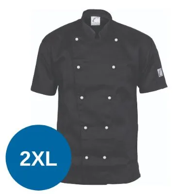 Dnc Three Way Chef Jacket Short Sleeve Black [2xl] 200gsm, 65% Polyester, 35% Cotton Wash-N-Wear. Underarm & Back Air Flow Mesh Vents, Sleeve Double Pen Pocket And Side Spit.stylish. 10 Matching Colou