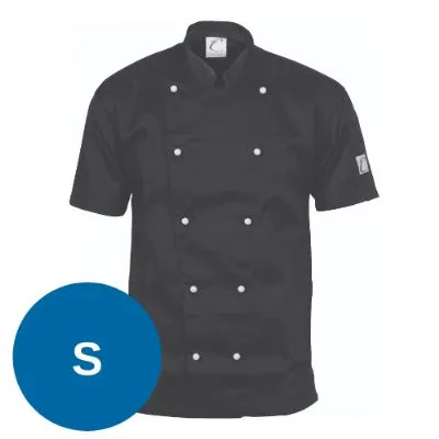 Dnc Three Way Chef Jacket Short Sleeve Black [s] 200gsm, 65% Polyester, 35% Cotton Wash-N-Wear. Underarm & Back Air Flow Mesh Vents, Sleeve Double Pen Pocket And Side Spit.stylish. 10 Matching Colour
