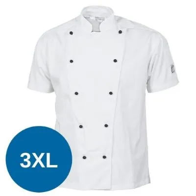 Dnc Three Way Chef Jacket Short Sleeve White [3xl] 200gsm, 65% Polyester, 35% Cotton Wash-N-Wear. Underarm & Back Air Flow Mesh Vents, Sleeve Double Pen Pocket And Side Spit.stylish. 10 Matching Colou