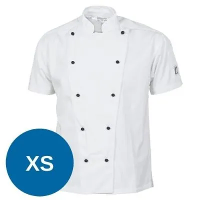 Dnc Three Way Chef Jacket Short Sleeve White [xs] 200gsm, 65% Polyester, 35% Cotton Wash-N-Wear. Underarm & Back Air Flow Mesh Vents, Sleeve Double Pen Pocket And Side Spit.stylish. 10 Matching Colour