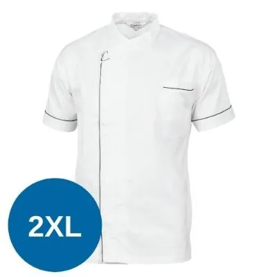 Cool-Breeze Modern Jacket - Short Sleeve  [2xl] 190gsm Lightweight Cotton. Under Are Mesh Vent. Open Front Style With Metal Press Studs, Contrast(black) Piping, Chest Pocket And Lhs Sleeve Pen Pocket.