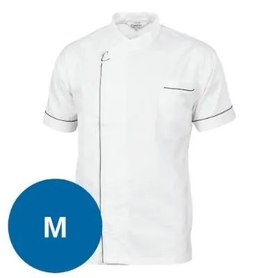 Cool-Breeze Modern Jacket - Short Sleeve  [m] 190gsm Lightweight Cotton. Under Are Mesh Vent. Open Front Style With Metal Press Studs, Contrast(black) Piping, Chest Pocket And Lhs Sleeve Pen Pocket. C