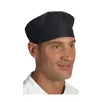 Bakers Beret (pastry) Hat - Black - Rear Adjustable Hook & Loop Fasteners.