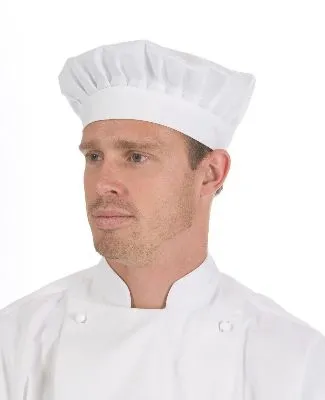 Bakers Beret (pastry) Hat - White - Rear Adjustable Hook & Loop Fasteners