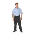 P/C Short Apron With Pocket Fabric: 200gsm 65% Polyester, 35% Cotton Size : 85cm X 42cm Colour Black  1/4 Length