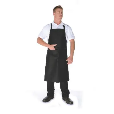 Full Bib Apron Black With Pocket Poly Cotton
