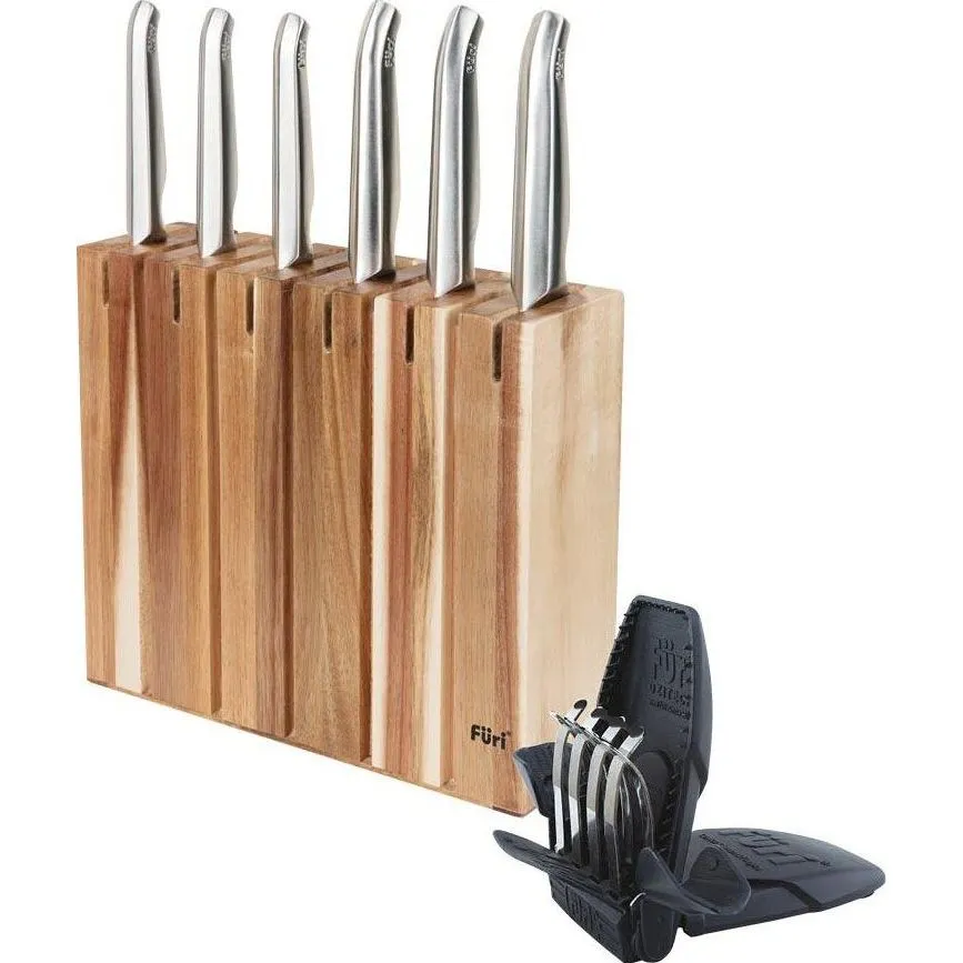 Acacia Wood Segmented Knife Block Set 8pc
