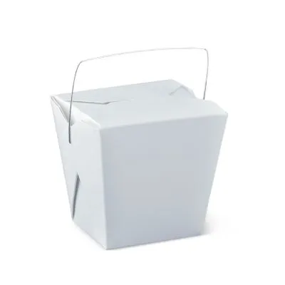 26oz White Food Pail With Wire Handle [25 Pack]