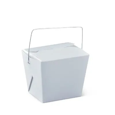 8oz White Food Pail With Wire Handle [50 Pack]
