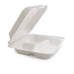 9" Sugarcane Diner Clamshell With 3 Compartments [50 Pack]