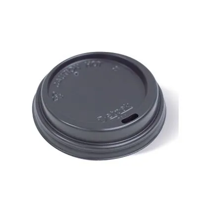 245-475ml / 8-16oz 90mm Black Plastic Coffee Cup Lid [100 Pack]