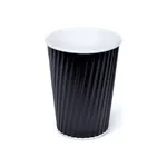 365ml / 12oz Black PE Coated Rippled Coffee Cup [25 Pack]