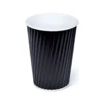 475ml / 16oz Black PE Coated Rippled Coffee Cup [500 Pack]