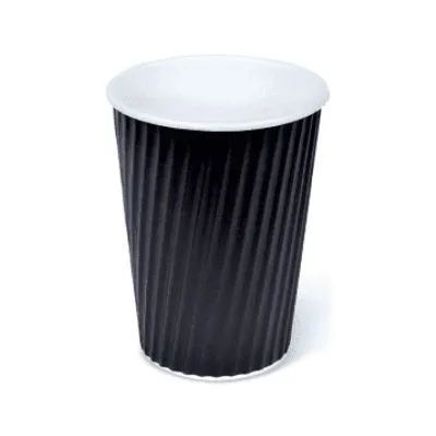 475ml / 16oz Black PE Coated Rippled Coffee Cup [25 Pack]