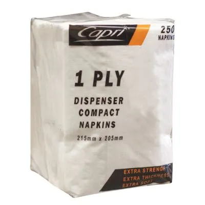 White 1ply D Fold Dispenser Napkins [pack 250]