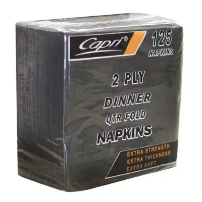 Black 2 Ply Qtr Fold Dinner Napkin  [pack 125]