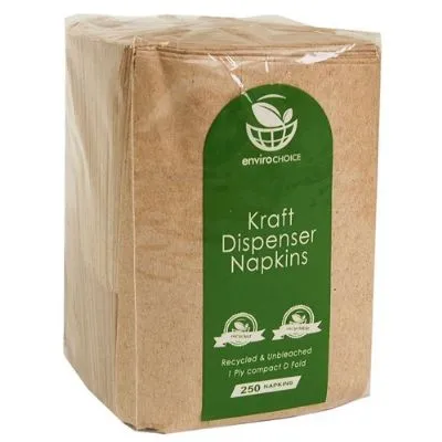 Recycled 1ply D Fold Kraft Dispenser Napkins [pack 5000]