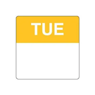 Fildes Permanent Food Labels Square 40mm Tuesday Yellow [roll 500]