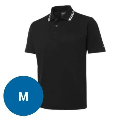 Black Polo Chef Shirt With Check Collar  Size: M