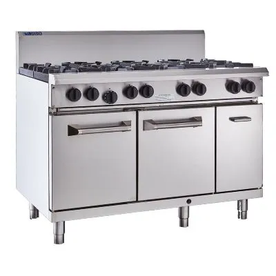 Luus Professional Series 8 Burner Oven Range, 28mj Open Burners With Ffd's, 2/1 Gn French Door Oven,  Lpg