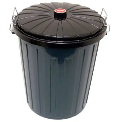 Garbage Bin Lockable Green with Black Lid — 75L