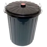 Garbage Bin Lockable Green with Black Lid — 75L