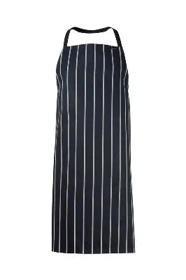 Full Bib Cafe Stripe Apron - Navy 65 / 35 Poly Cotton 220gsm 90cm X 92cm