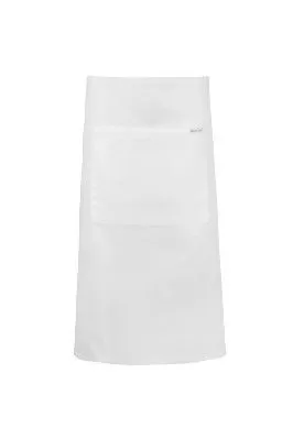 Bib Apron 3/4 Length With Pocket Poly Cotton 220gsm — White 90x75cm