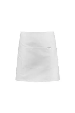 Bib Apron 1/4 Length With Pocket Poly Cotton 220gsm — White 90x42cm