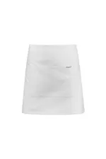 Bib Apron 1/4 Length With Pocket Poly Cotton 220gsm — White 90x42cm