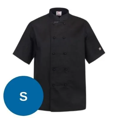 Classic Chefs Jacket Black - Short Sleeve - S
