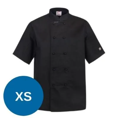 Classic Chefs Jacket Black - Short Sleeve - Xs
