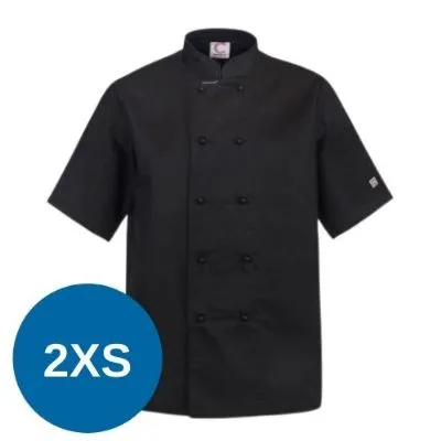 Classic Chefs Jacket Black - Short Sleeve - 2xs