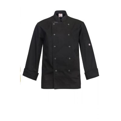 Executive Black Chefs Jacket With Press Studs - Long Sleeve L