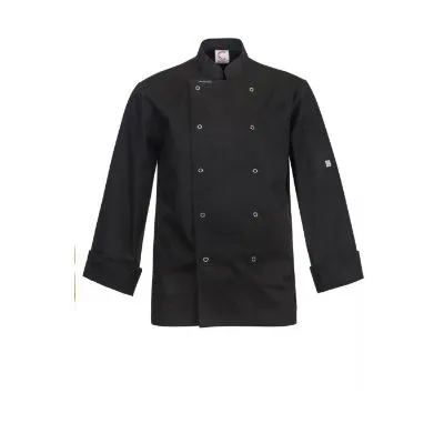 Executive Black Chefs Jacket With Press Studs - Long Sleeve M