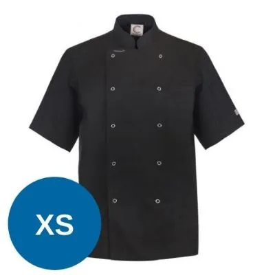 Executive Black Chefs Jacket With Press Studs - Short Sleeve Xs